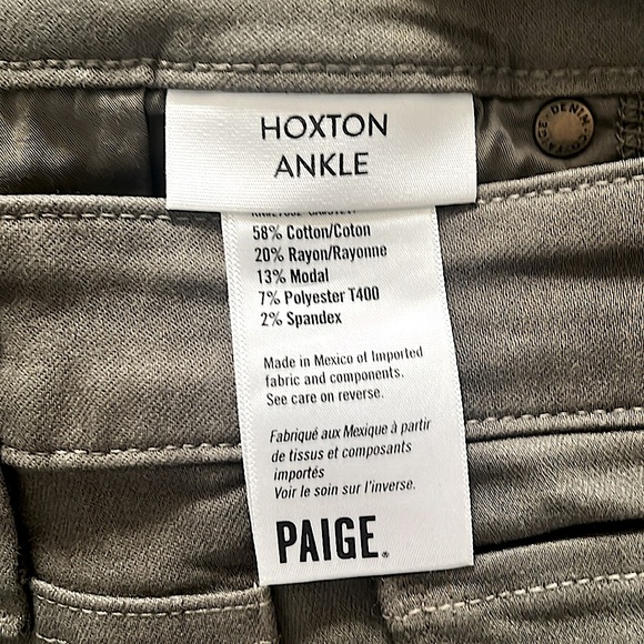 Paige Hoxton Ankle Cotton Blend Stretch Jeans Grey Green Size 28 Waist EUC - Picture 4 of 4